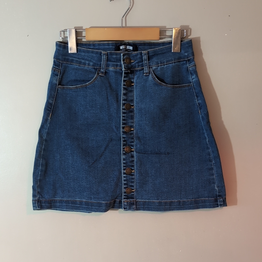 Wax Jean Blue Denim Skirt SMALL 22X24